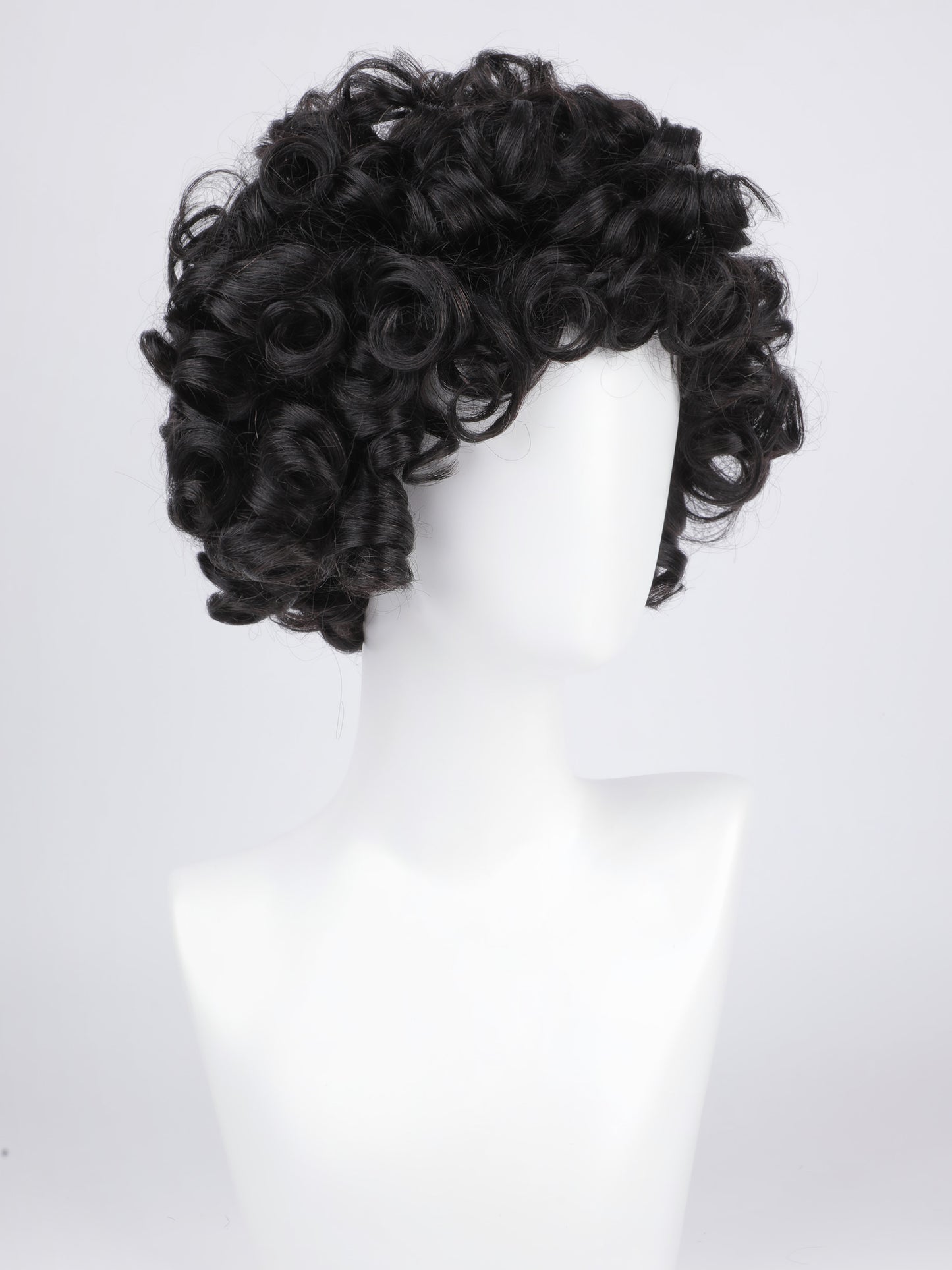 Short Curly Bob Wig – Dark Brown/Natural Black Human Hair Wig with Voluminous Curls for Natural Style