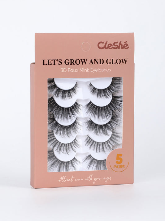 Value Set! Cleshe 3D Faux Mink Eyelashes Set 5 Pairs
