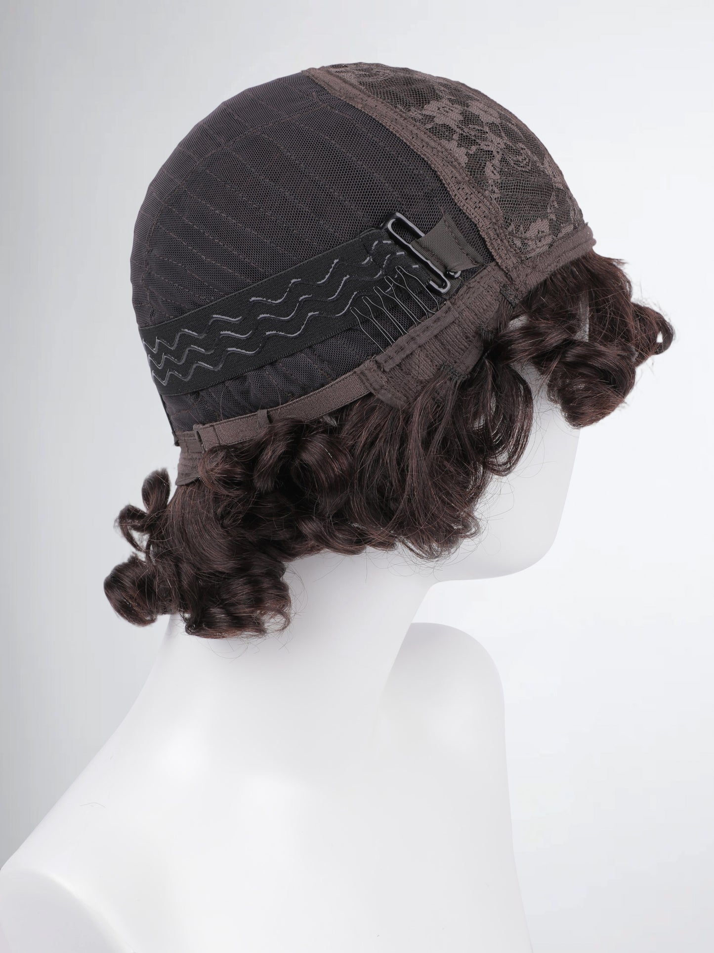 Short Curly Bob Wig – Dark Brown/Natural Black Human Hair Wig with Voluminous Curls for Natural Style