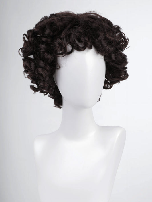 Short Curly Bob Wig – Dark Brown/Natural Black Human Hair Wig with Voluminous Curls for Natural Style