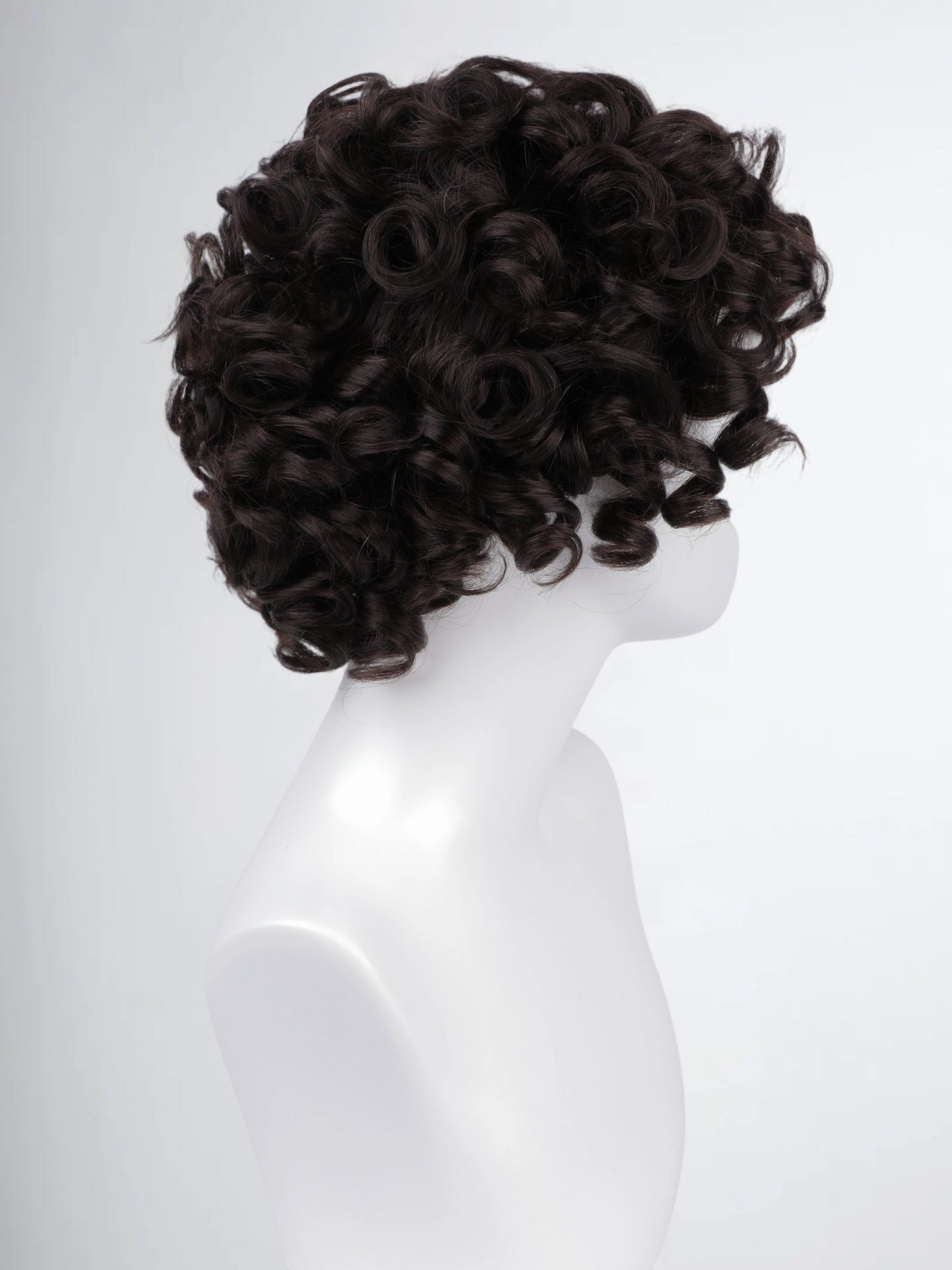 Short Curly Bob Wig – Dark Brown/Natural Black Human Hair Wig with Voluminous Curls for Natural Style