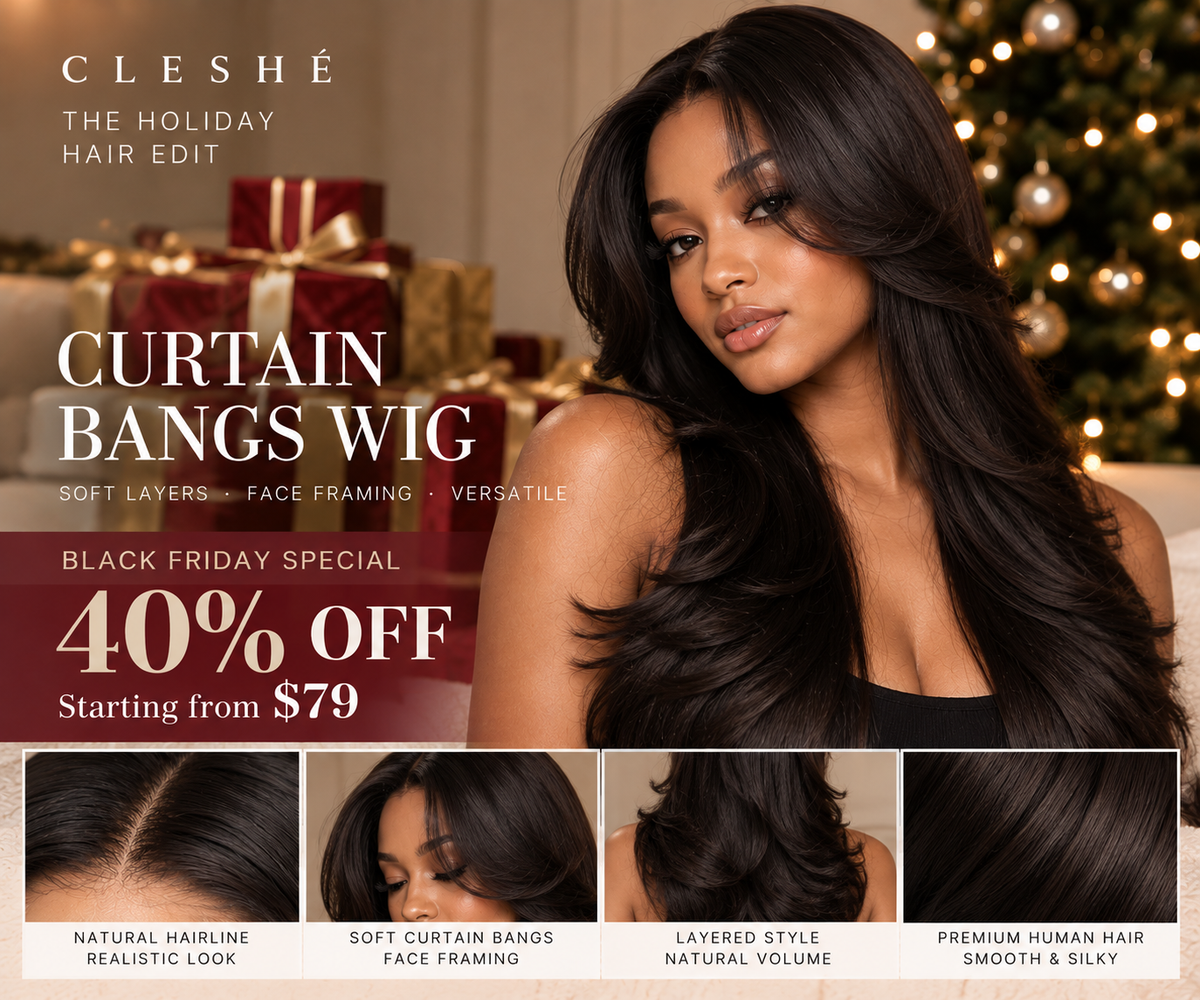 Black Friday Special | Curtain Bangs Human Hair Wig – 40% OFF
